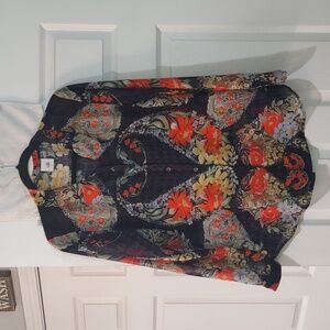 cabi 3072 Amour Blouse Beautiful Black Floral Sheer Size Small EUC